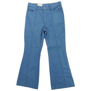 Vintage Mann 31x27 Blue Front Seam Pants Flared Bell Bottom Retro 70s USA